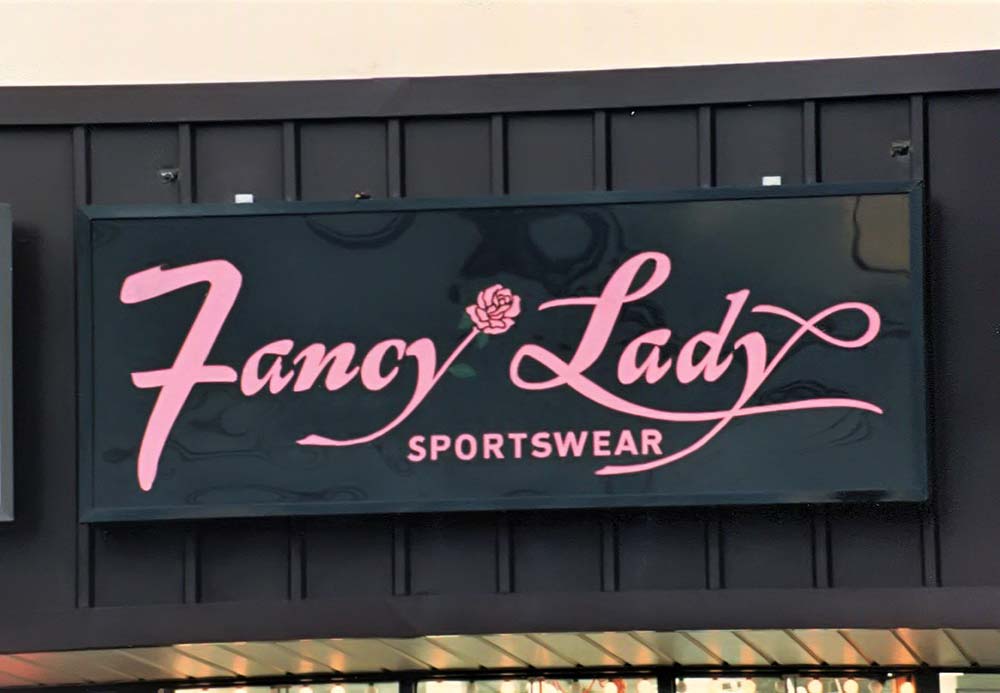 Fancy Lady Sportswear sign