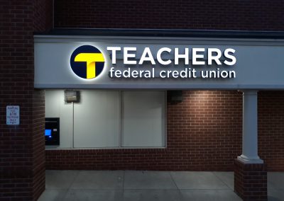 Teachers Federal Credit Union Sign With LED Lights